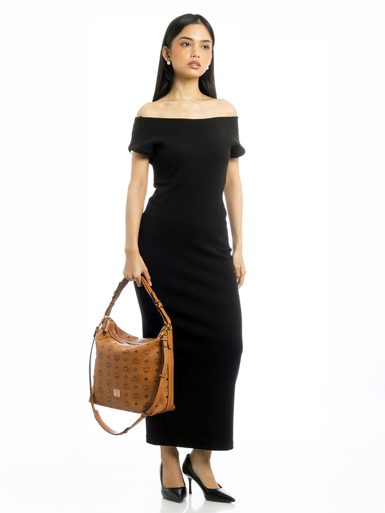 Visetos Aren Studded Hobo With Long Strap Cognac
