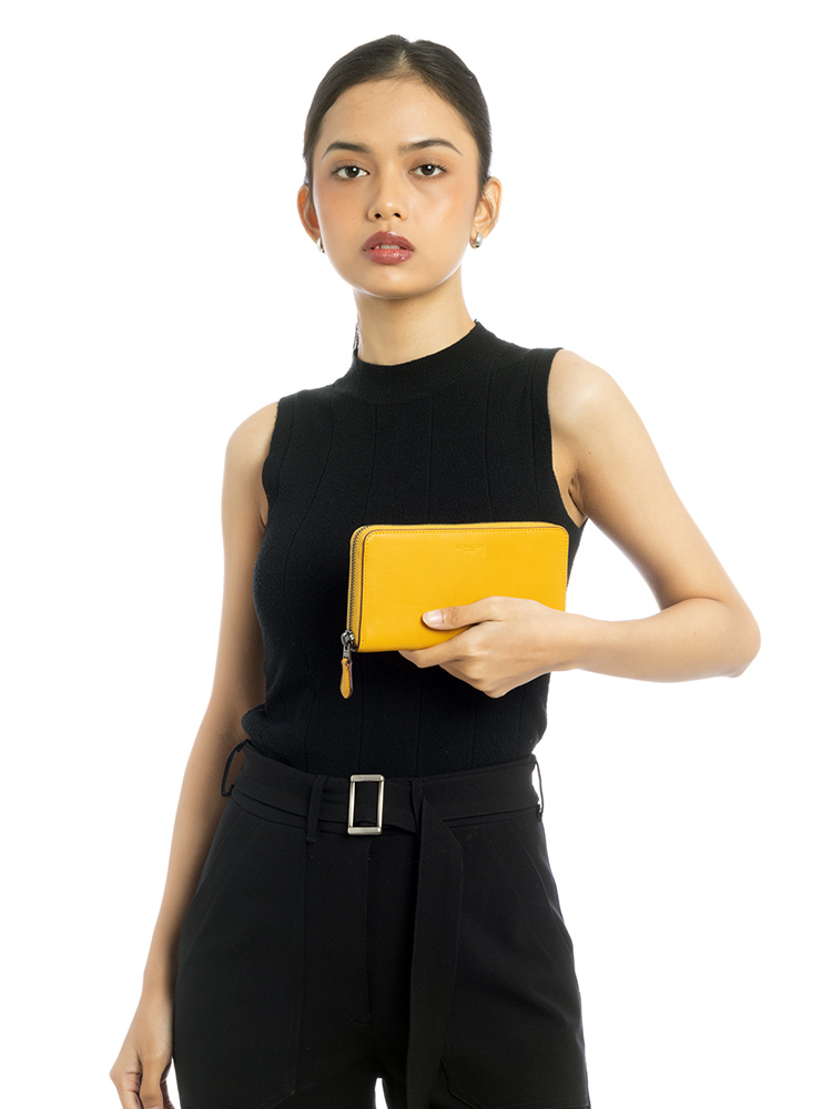 54300 Accordion Zip Long Wallet Yellow