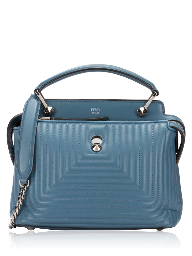 Shiny Nappa DotCom Small Shoulder Bag Blue Ceruleo