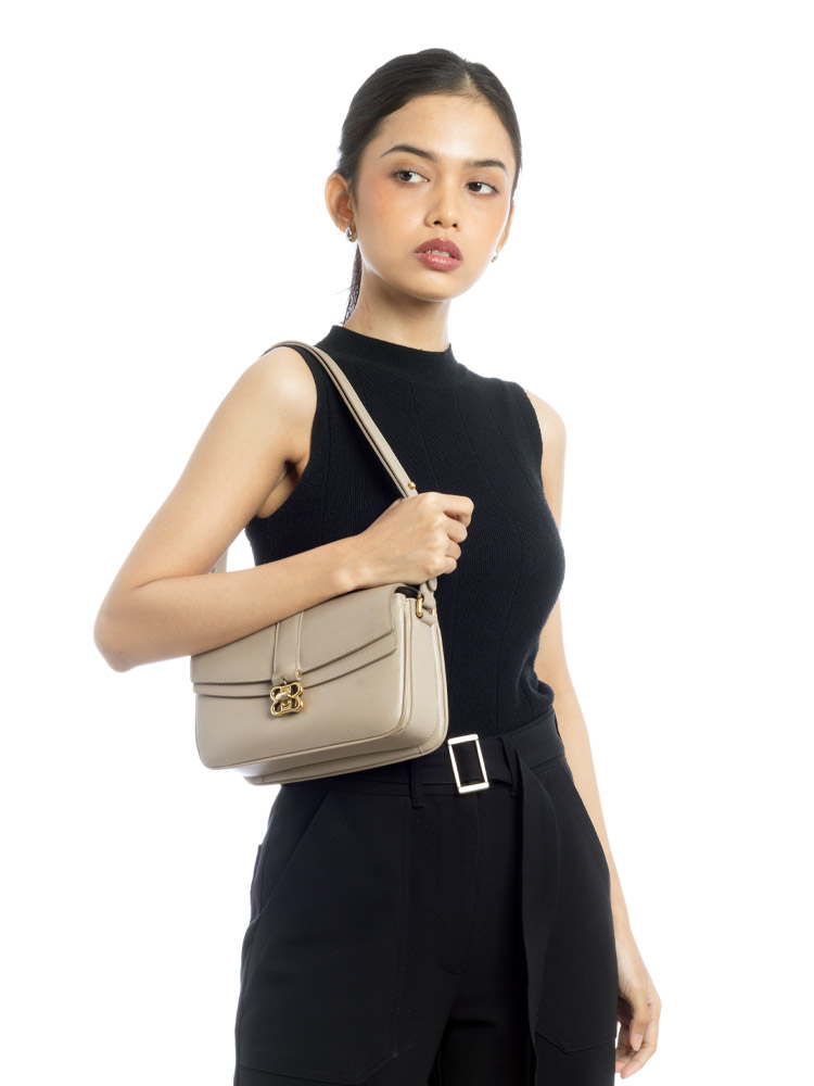 Classic Calfskin Lady Small Flap Bag Taupe