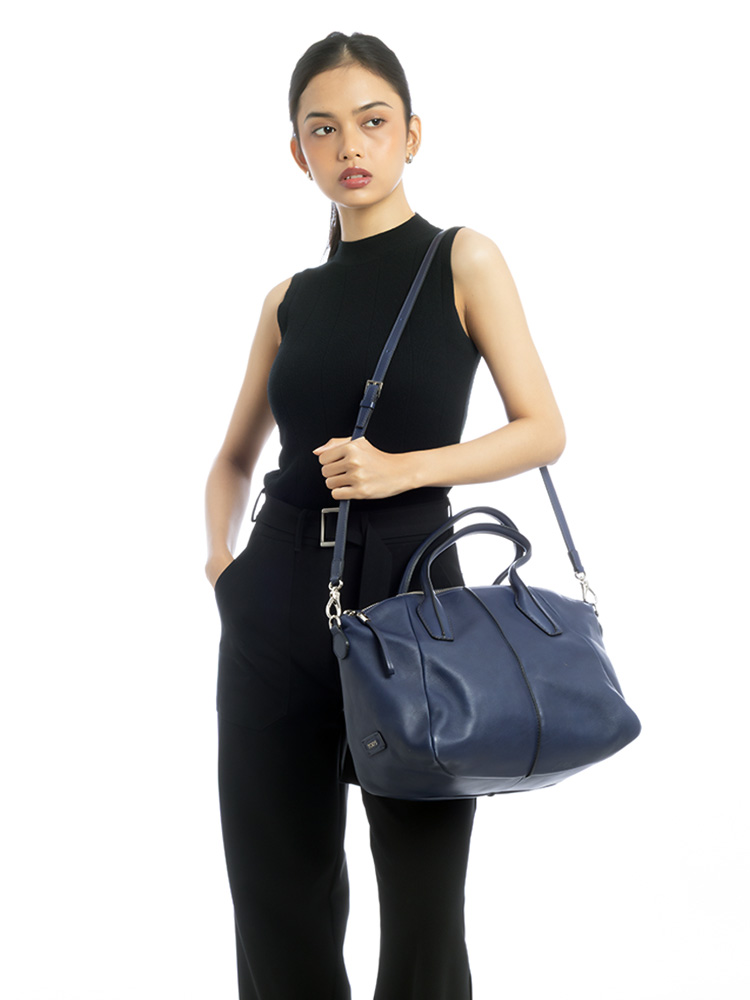 Calfskin 2-Way Medium Bauletto Navy