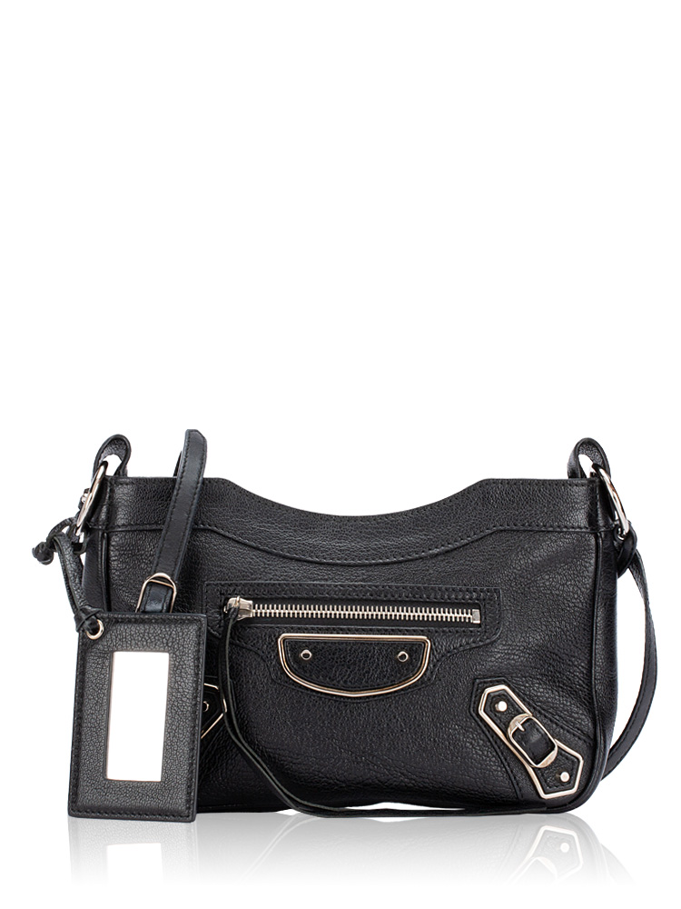 Silver Metallic Edge Hip Crossbody Black