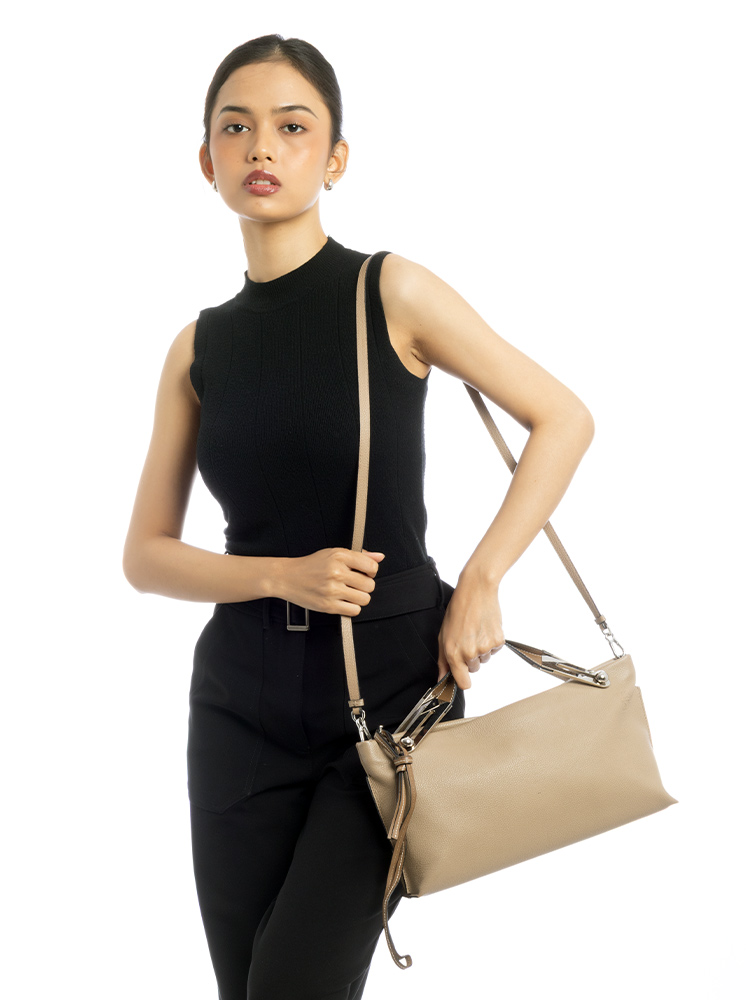 Grained Calfskin Missy Small Shoulder Bag Sand