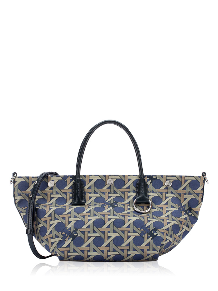 Basketweave Canvas Small Tote Tory Navy