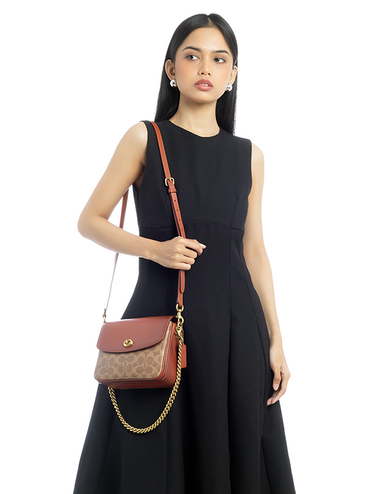 89089 Signature Cassie 19 Crossbody Tan Rust