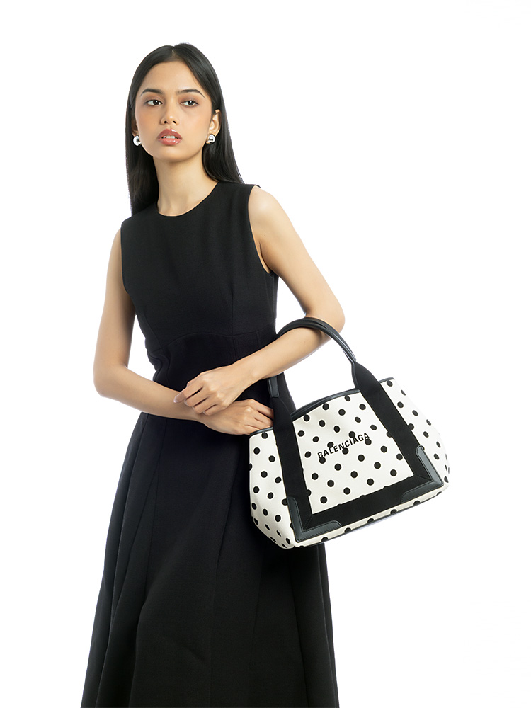 Toile Polka Dot Small Cabas Natural Black