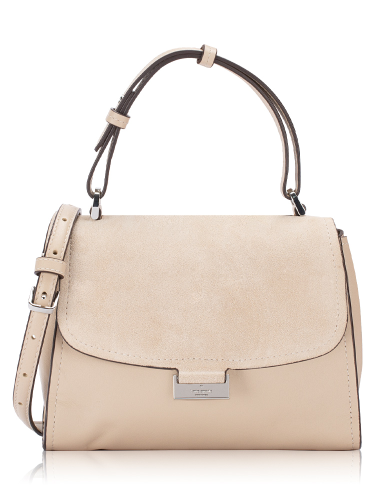 Riley Suede Small Top Handle Bag Light Sand