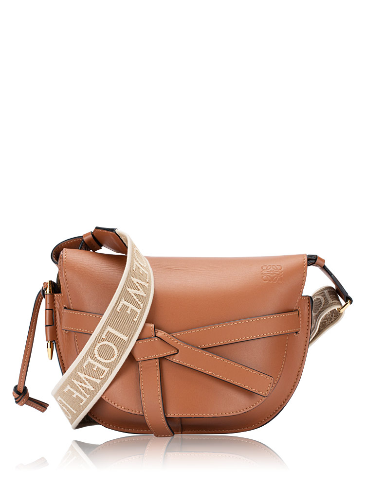 Calfskin Jacquard Gate Small Dual Bag Tan