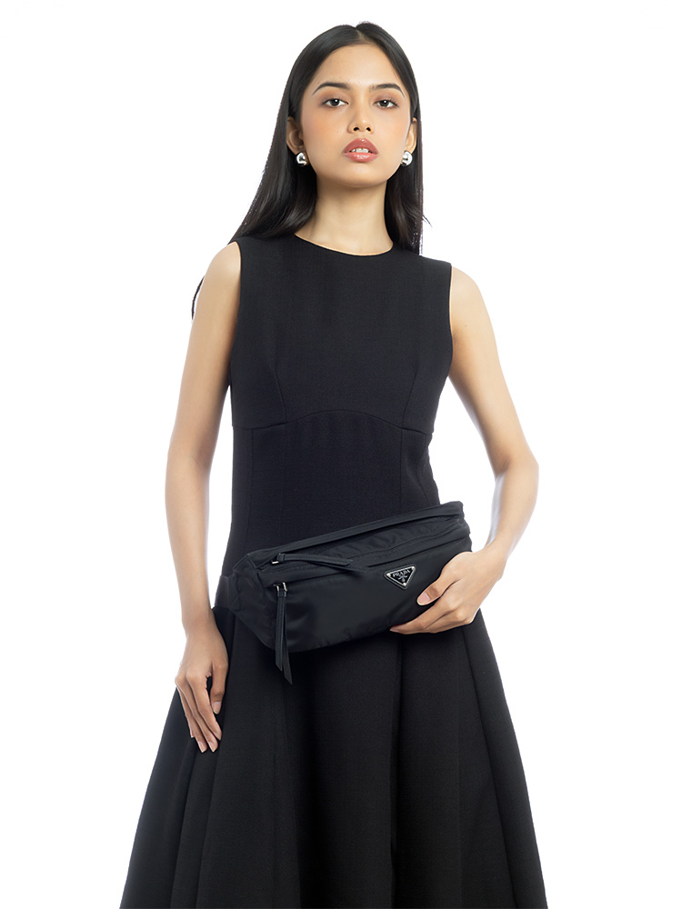 1BL011 Tessuto Saffiano Belt Bag Nero