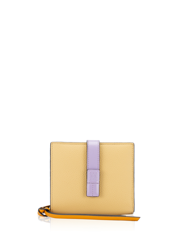 Grained Calfskin Anagram Compact Zip Wallet Dark Butter Mauve