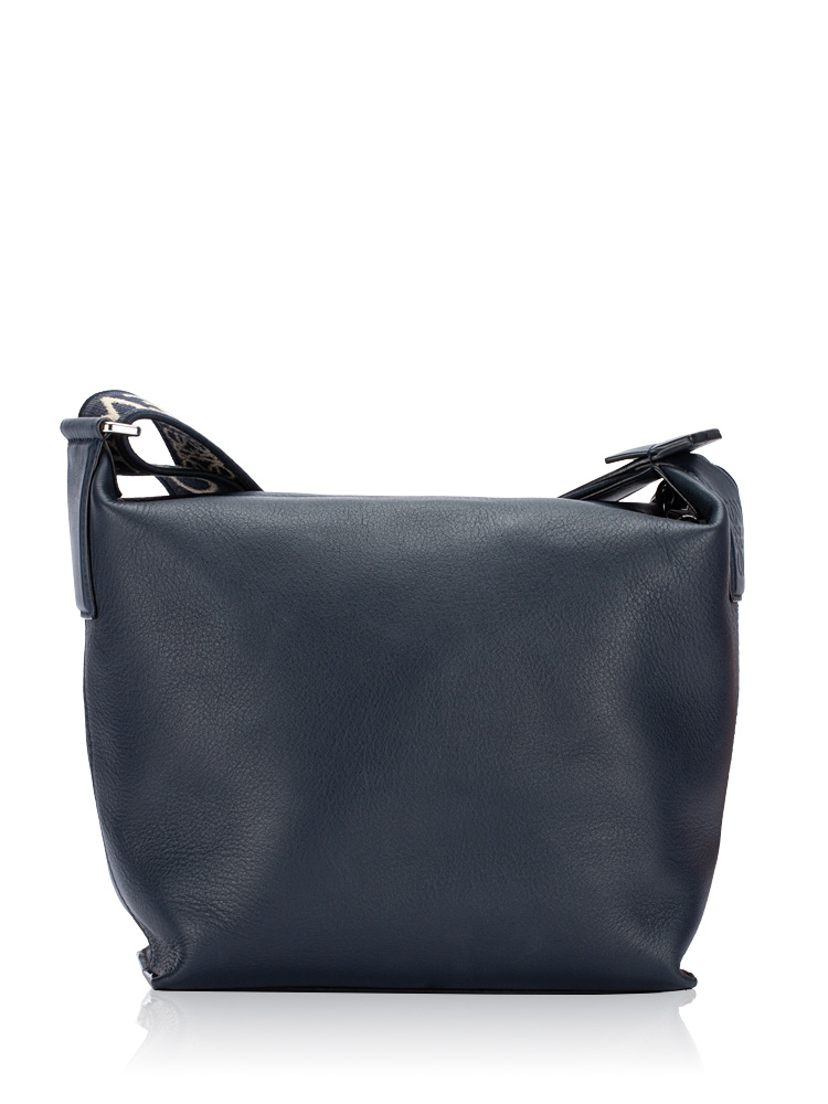Supple Smooth Calfskin Jacquard Cubi Small Crossbody Deep Navy