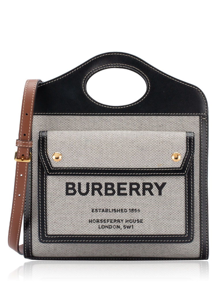 Canvas Two Tone Mini Pocket Bag Black Tan