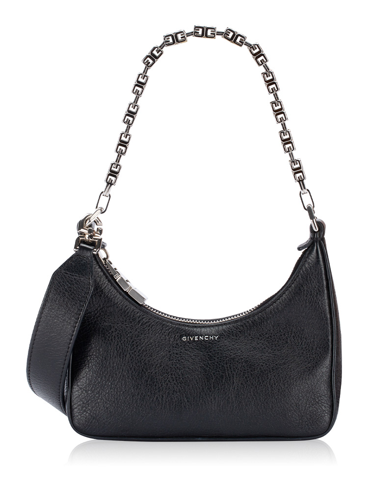 Calfskin Moon Cut Out Mini Hobo Black