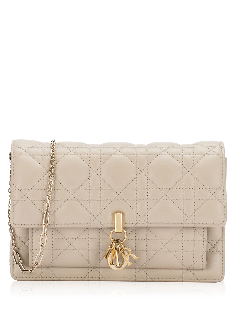 Lambskin Cannage My Dior Daily Chain Pouch Sand