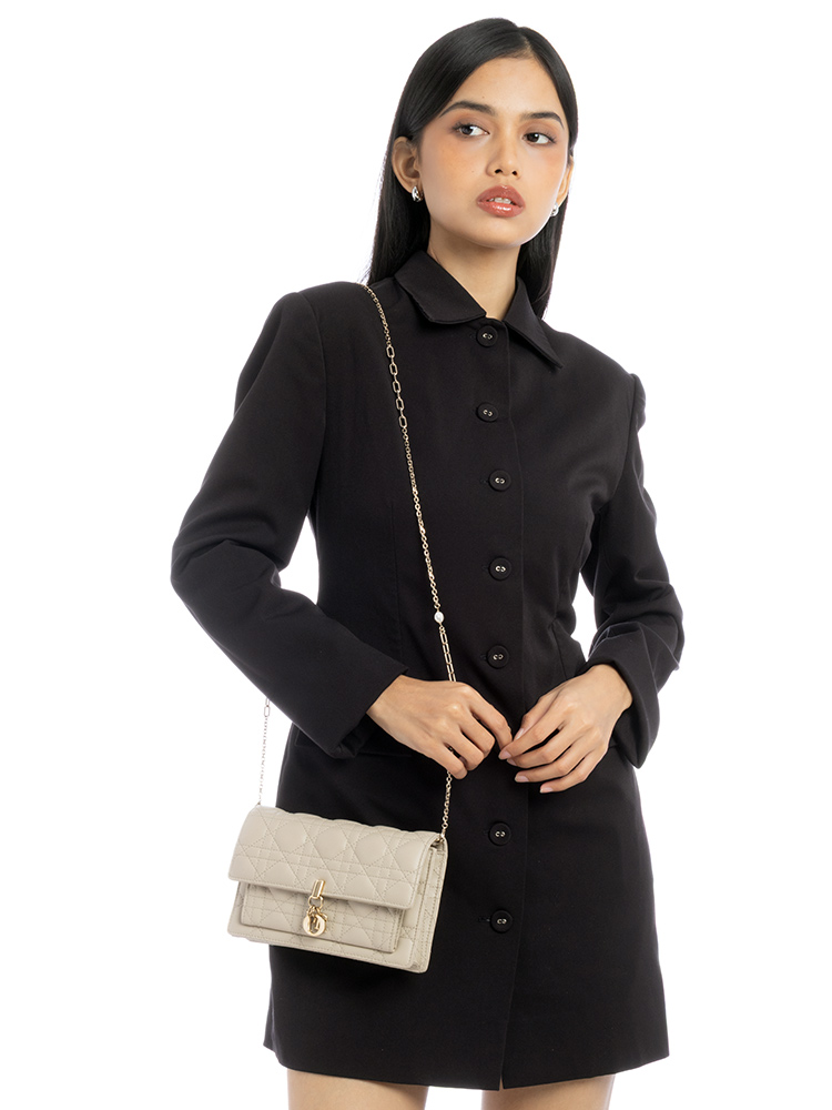 Lambskin Cannage My Dior Daily Chain Pouch Sand