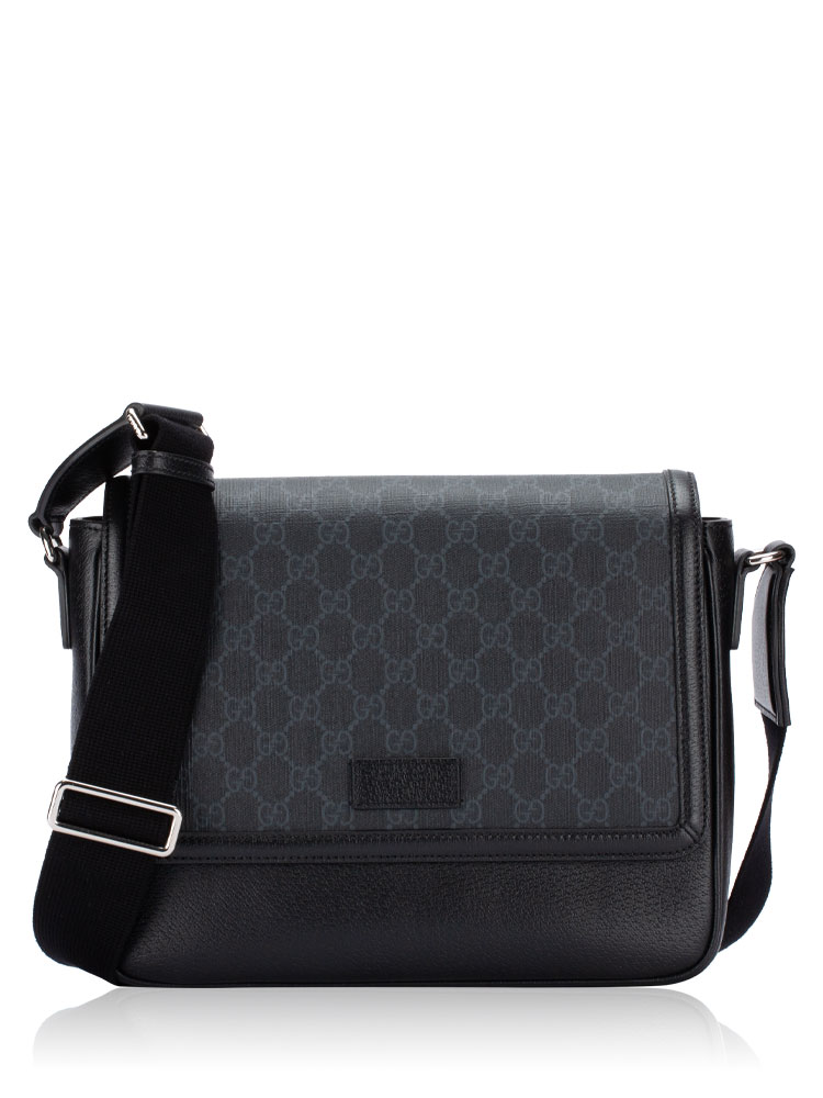 Men GG Supreme Web Medium Messenger Bag Black Grey