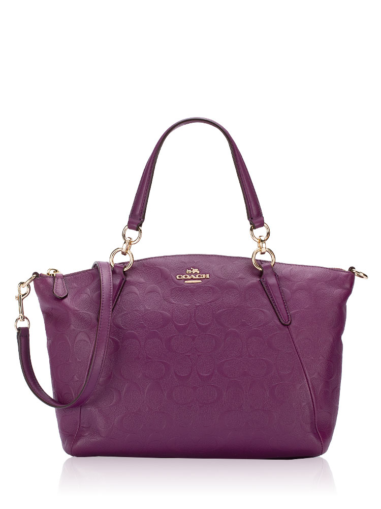 F36058 Signature Embossed Kelsey Small Satchel Plum