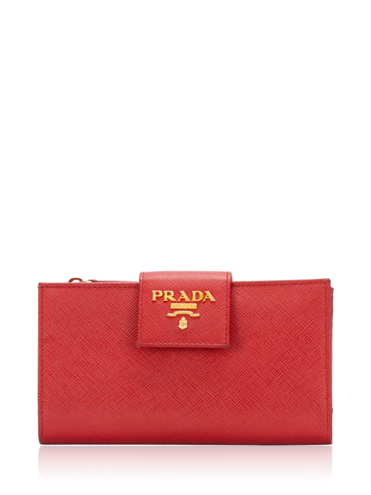 1ML005 Saffiano Metal Tab Wallet Rosso