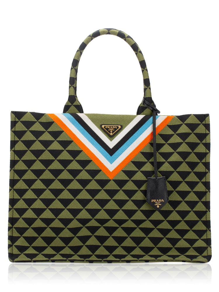 Jacquard Triangolo Symbole Large Tote Black Green