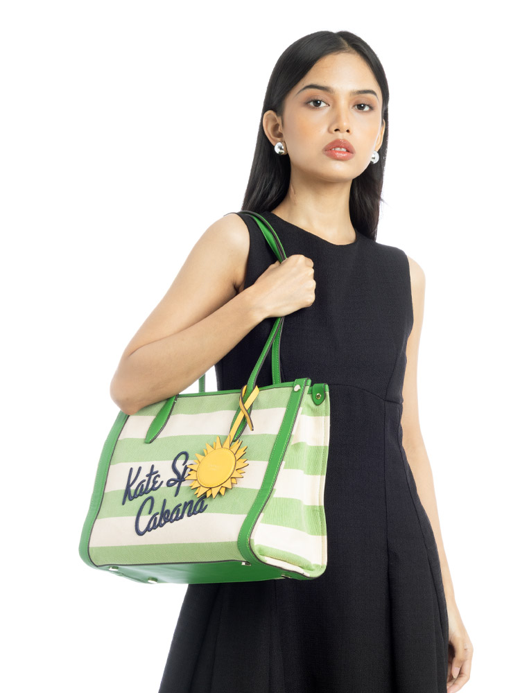 Market Cabana Canvas Medium Tote Green Multi
