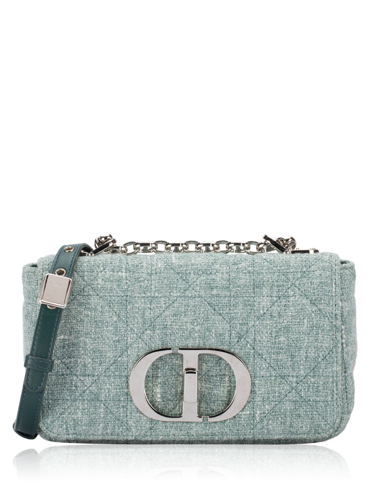 Linen Macrocannage Caro Small Shoulder Bag Mint Green