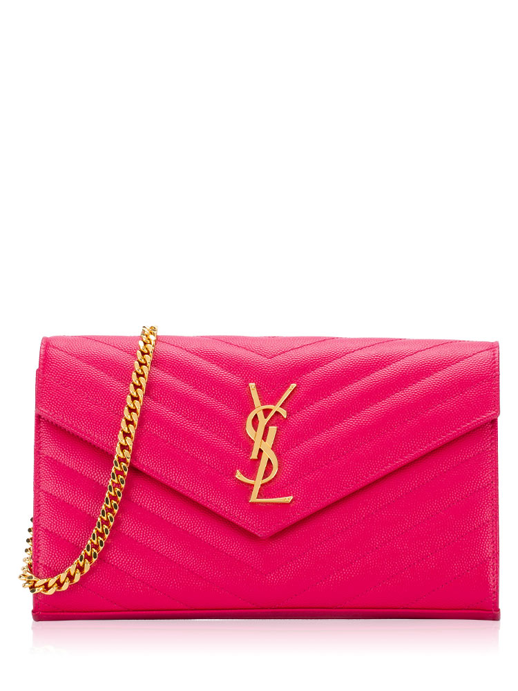 Grain De Poudre Monogram 22cm Chain Wallet Fuchsia