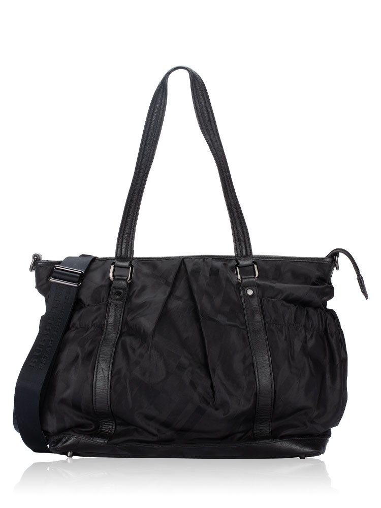 Nylon Super Nova Check Diaper Tote Black