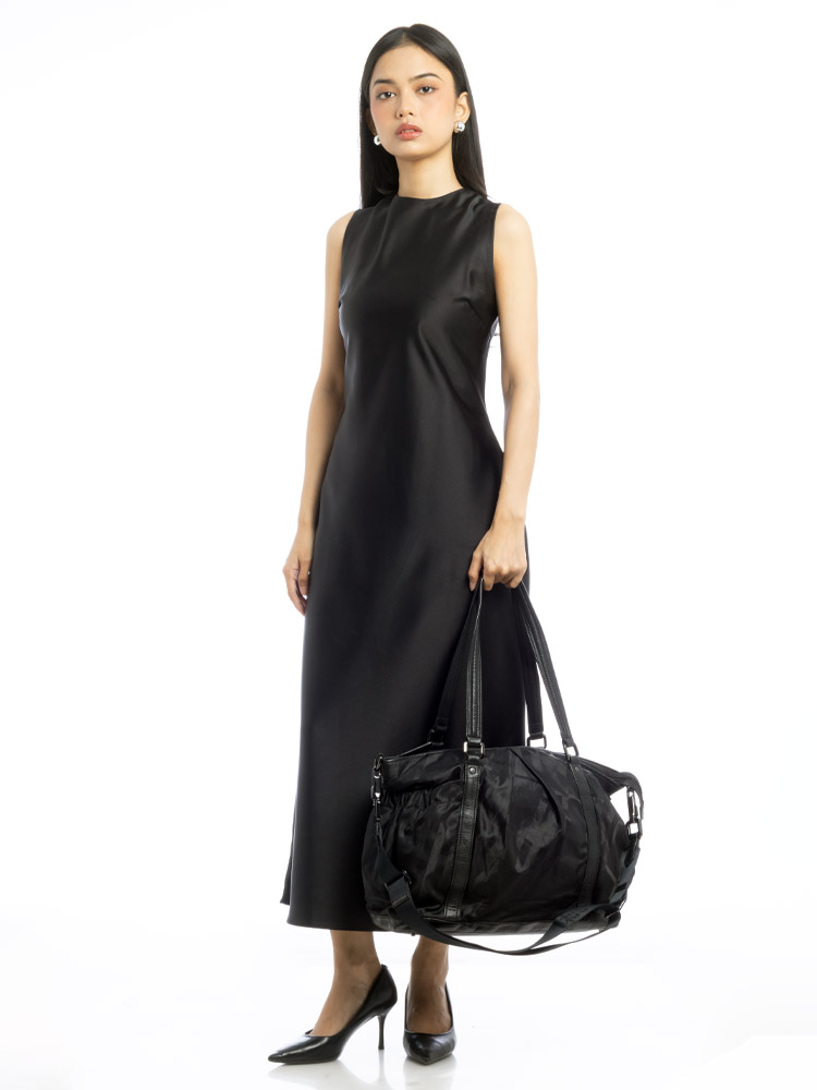 Nylon Super Nova Check Diaper Tote Black