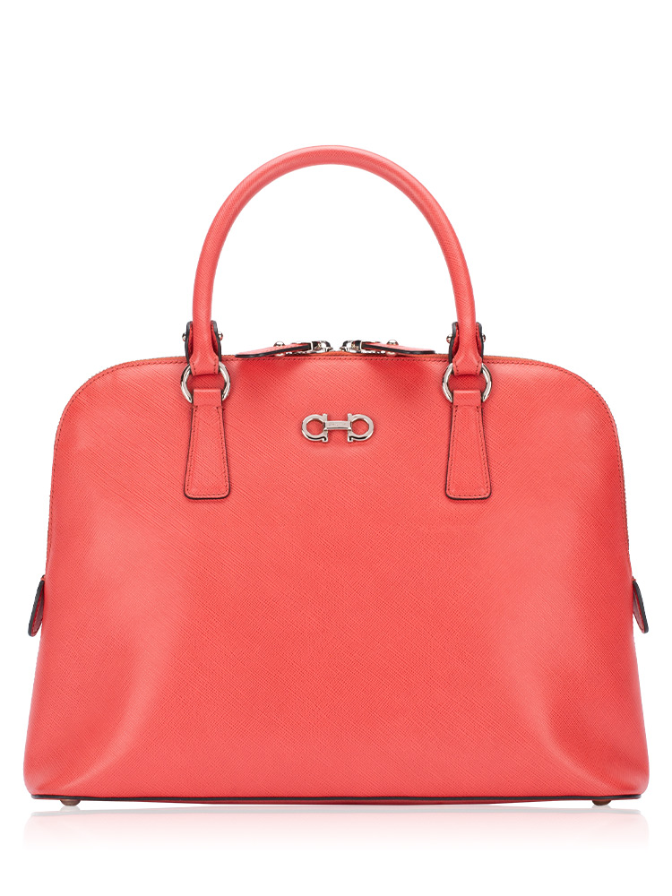 Calfskin Darina Top Handle Bag Coral