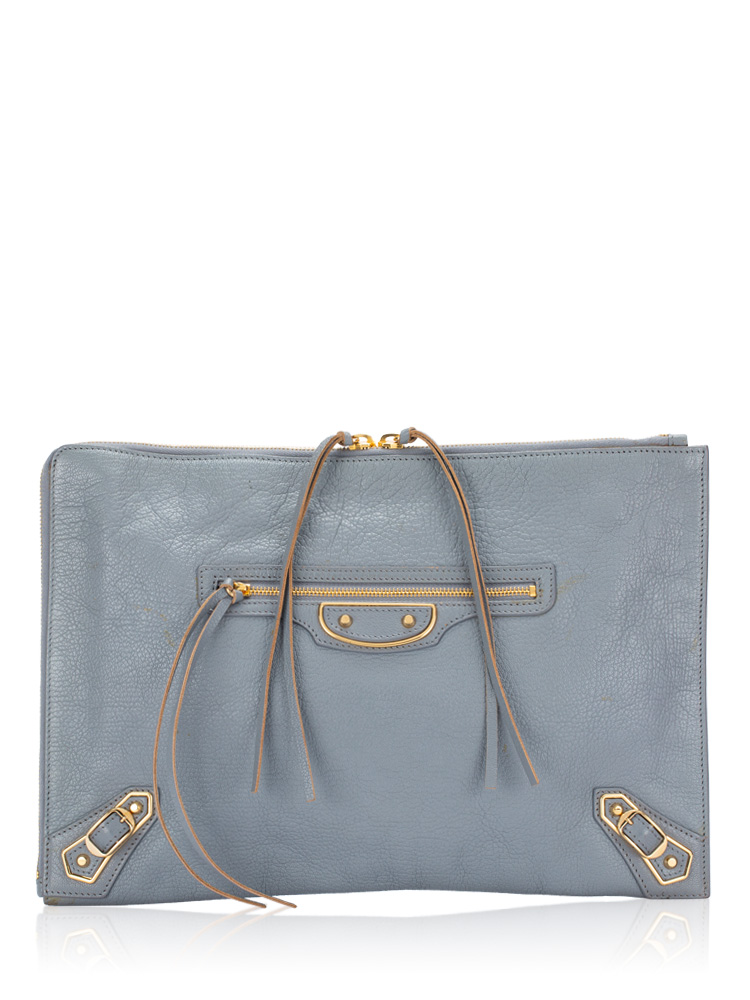 Gold Metallic Edge Pouch Gris Acier