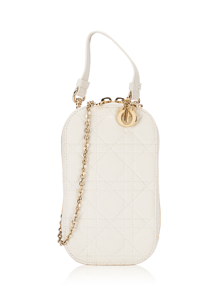 Lambskin Lady Dior Call'in Phone Crossbody Latte