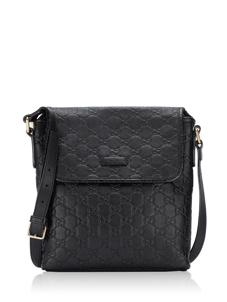 Guccissima Small Flap Messenger Black
