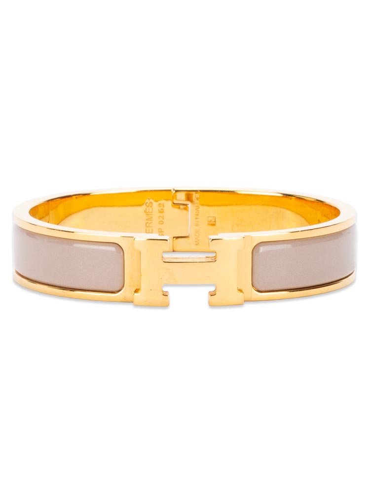Enamel Narrow Clic Clac H Bracelet PM Marron Glace
