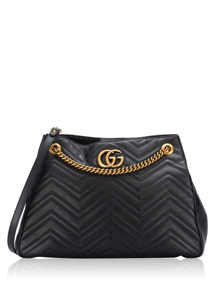 Calfskin Matelasse GG Marmont Medium Tote Black