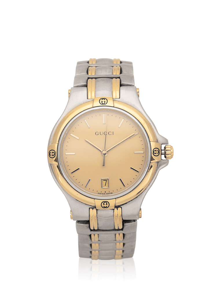 Vintage Stainless 9040M 32mm Watch Silver Gold