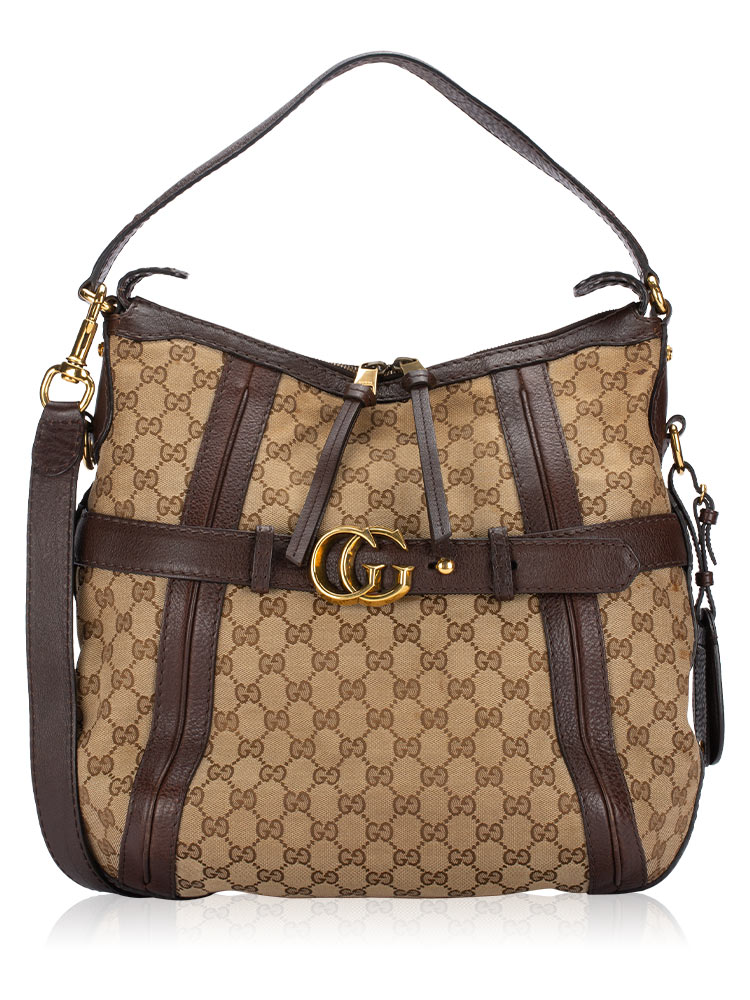 GG Running Canvas Hobo Beige Ebony