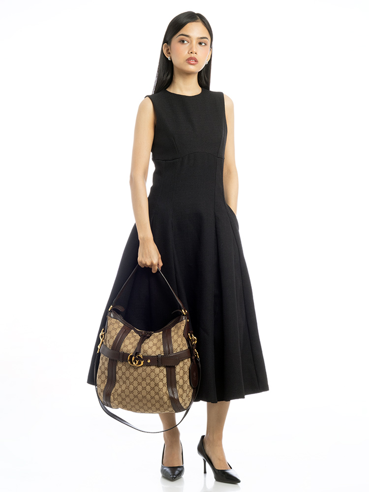 GG Running Canvas Hobo Beige Ebony