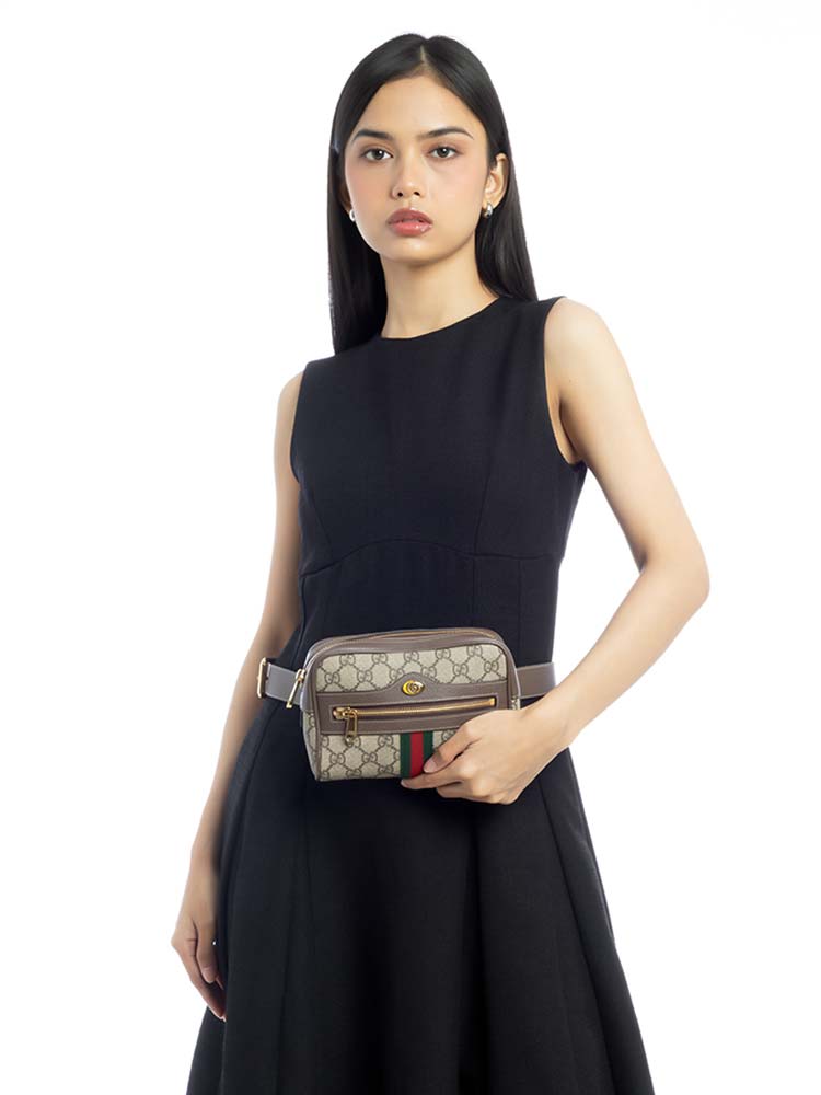 GG Supreme Web Ophidia Small Belt Bag Beige New Acero Sz 85