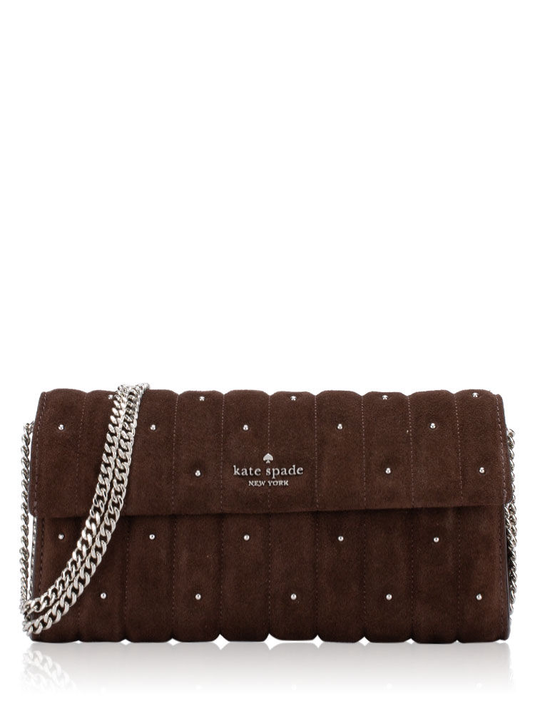 Scarlett Quilted Suede Chain Wallet Hot Fudge