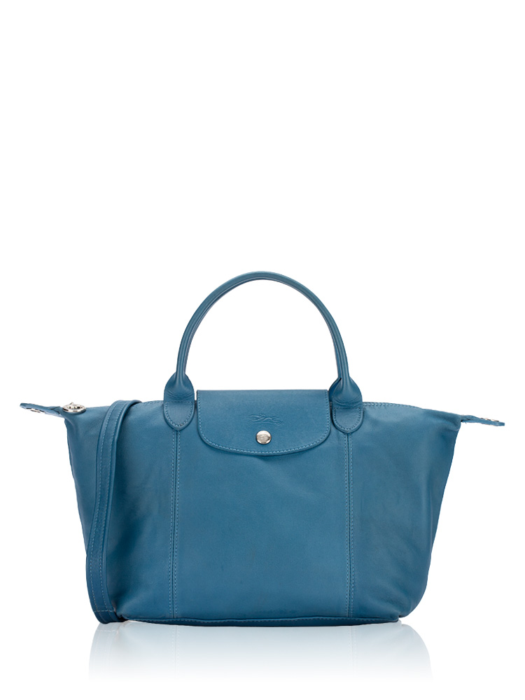 Le Pliage Cuir Small SH Ocean Blue