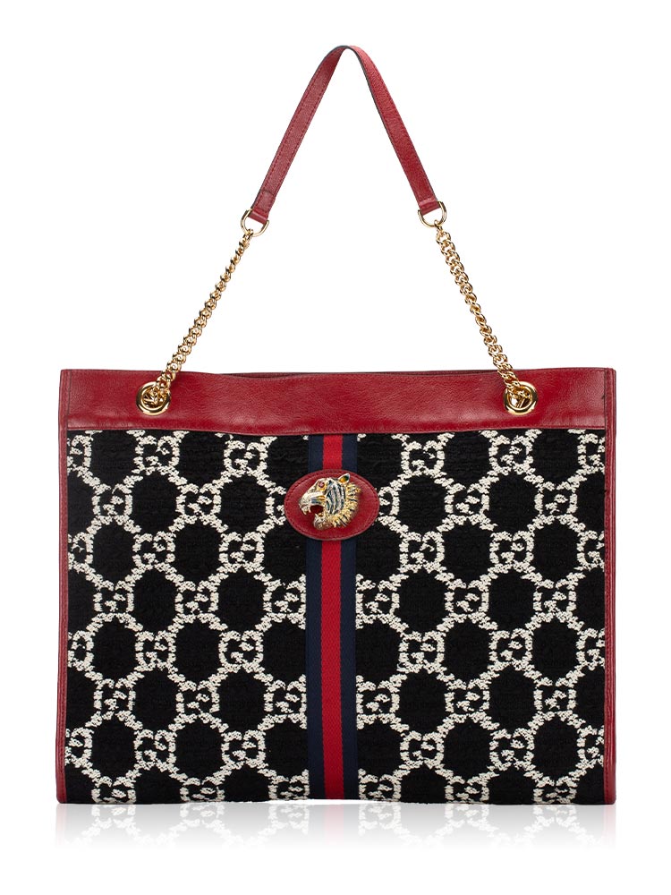 Tweed GG Rajah Large Chain Tote Romantic Cherry
