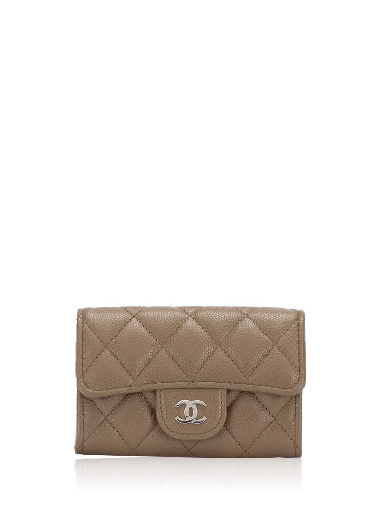 Caviar Flap Card Holder Dark Khaki