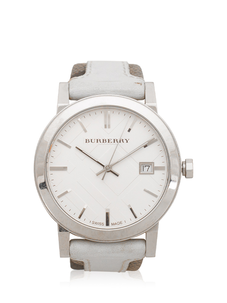 BU9019 House Check 38mm Watch Smoke Blanc