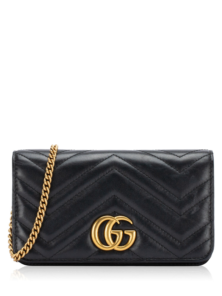 Calfskin Matelasse GG Marmont Mini Flap Bag Black