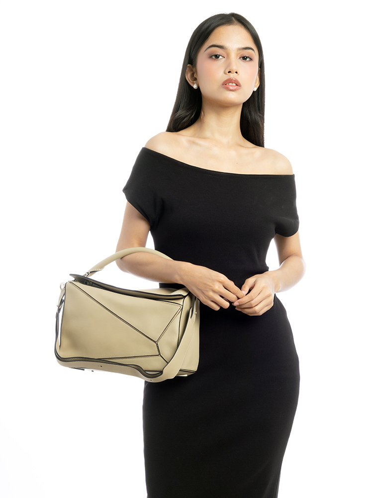 Calfskin Medium Puzzle Bag Piedra
