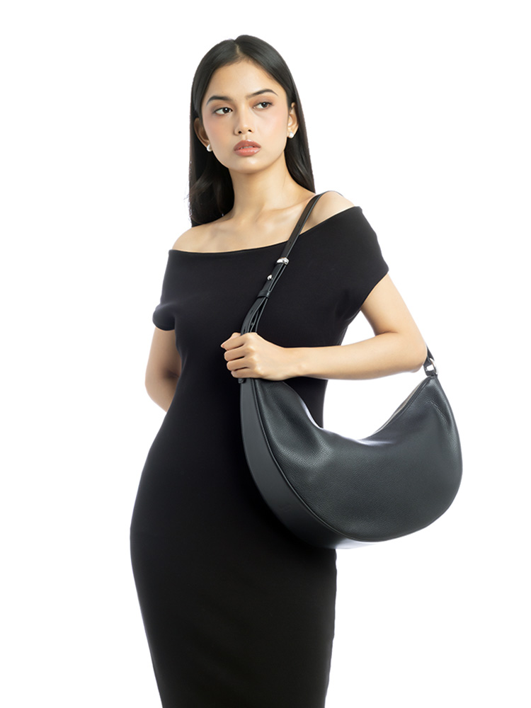 Duo Leather Large Crossbody Black