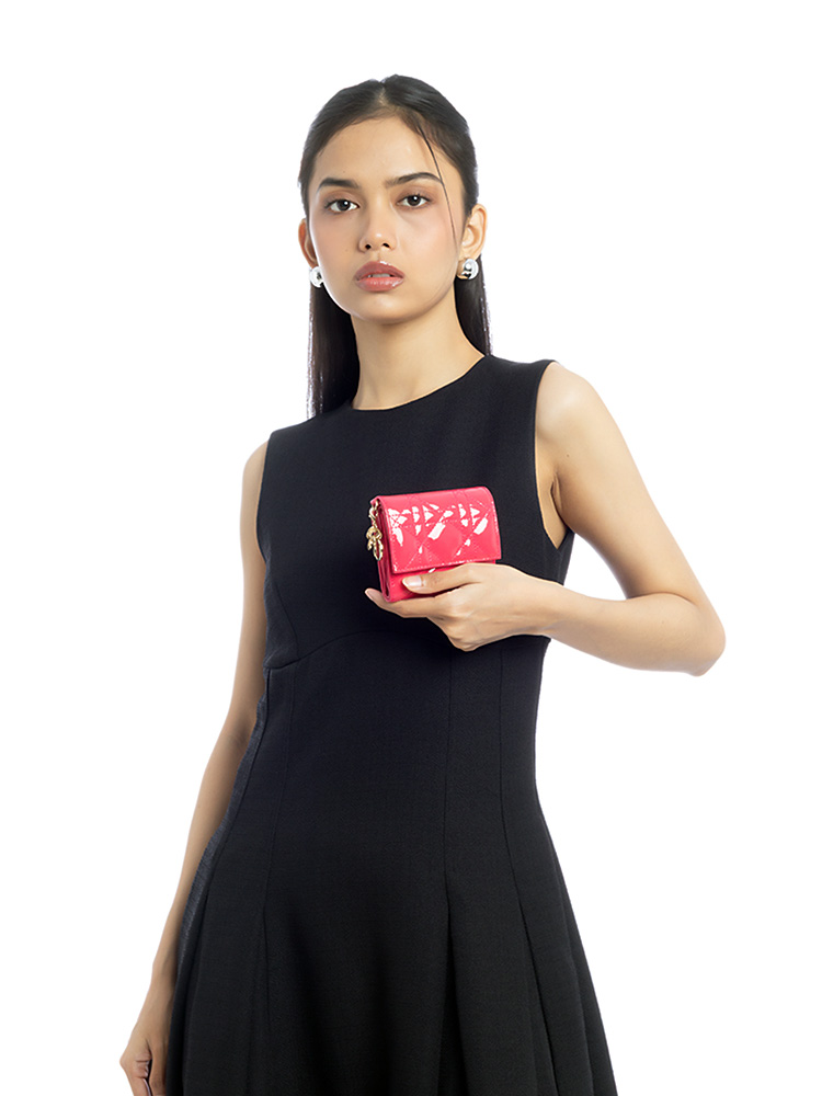 Patent Cannage Lady Dior Lotus Wallet Warm Fuchsia