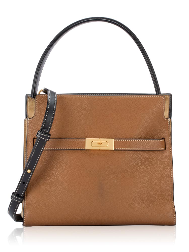Lee Radziwill Pebbled Leather Small Double Bag Tigers Eye