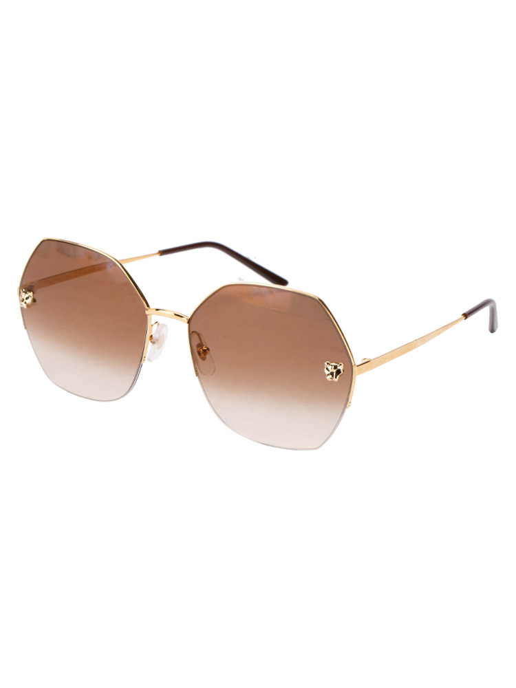 CT0332S Panthere De Cartier Geometric Sunglasses Brown Gold