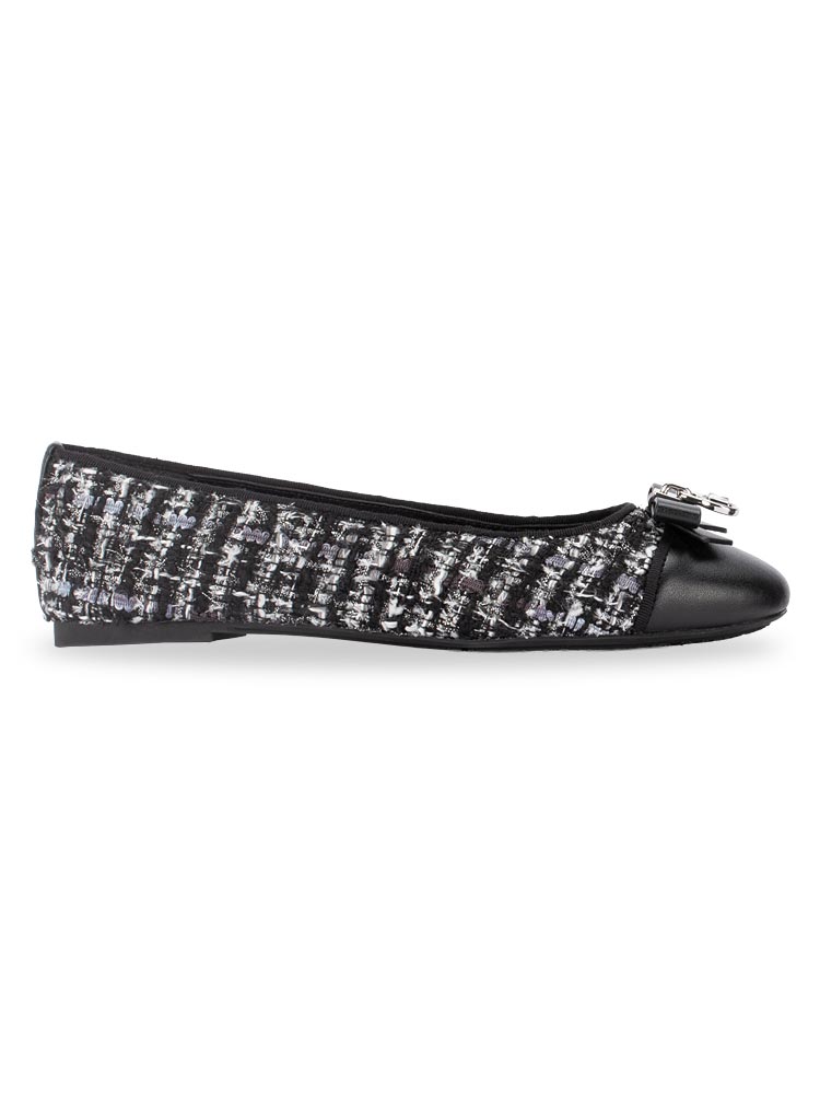 Honey Metallic Tweed Ballet Flat Black Multi Sz 5.5